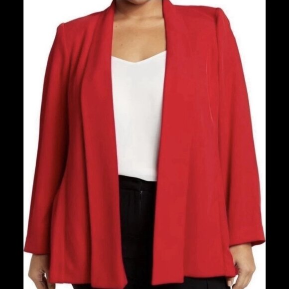 Calvin Klein Womens 2XL Red Jacket Open Front Chic Party Holiday - Picture 5 of 12